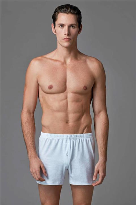 Eros Erkek Beyaz Önü Düğmeli Pamuklu 2'li Boxer Ers033