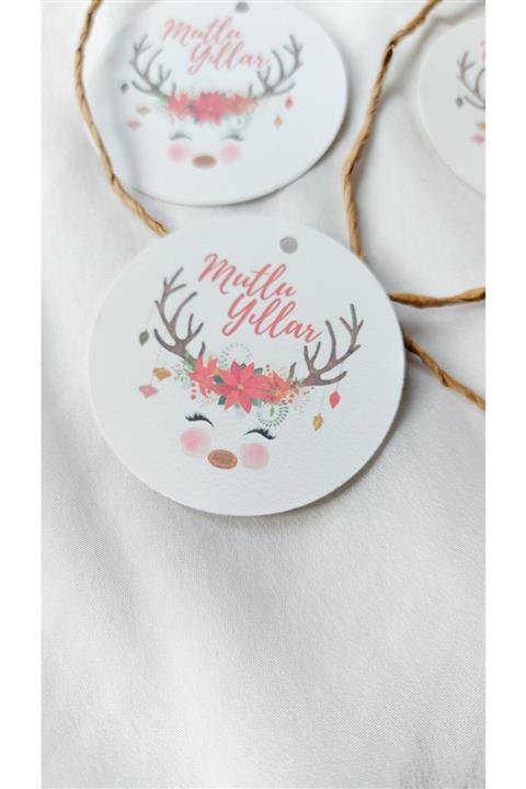 Çikoleyt Design Mutlu Yıllar - Yeni Yıl, Yılbaşı Etiketi - Delikli (4x4cm) 50 Adet