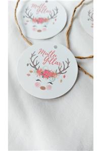 Çikoleyt Design Mutlu Yıllar - Yeni Yıl, Yılbaşı Etiketi - Delikli (4x4cm) 50 Adet