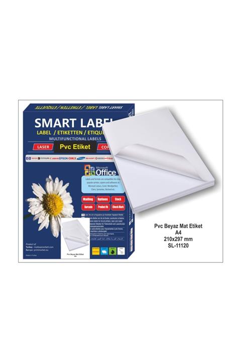 Smart Label Pvc Mat Beyaz Etiket Lazer Baskıya Uygun - 50 Adet