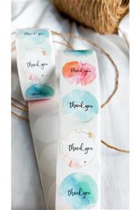 Çikoleyt Design Yapışkanlı Etiket - Thank You Çeşitli Renkli (2,5 Cm) 50 Adet