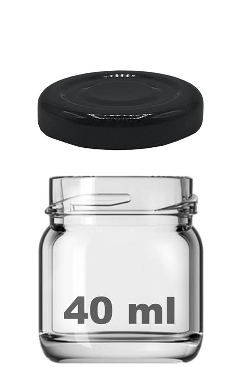 Afracam 40 Ml Metal Siyah Kapaklı Şeffaf Cam Kavanoz