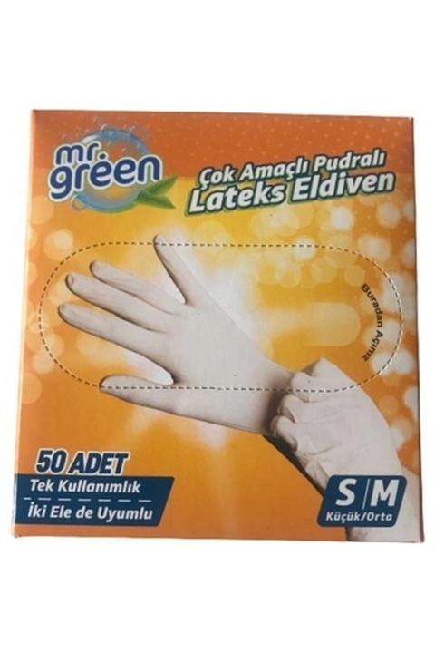 Green Lateks Pudralı Eldiven-50li-sm