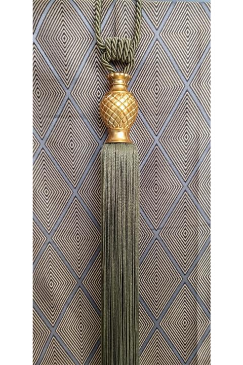 serART Perde Bağcık Tavan Bağlama Püsküllü Braçhol Haki