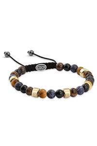 Coco Bracelet Unisex Doğal Kaplan Gözü Sodalit Oniks Taşlı Gold Bileklik