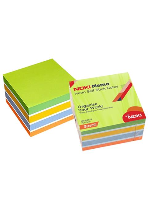 Noki Yapışkanlı Not Kağıdı Küp 450 Syf 75x75 Neon Gizemli 12014-22
