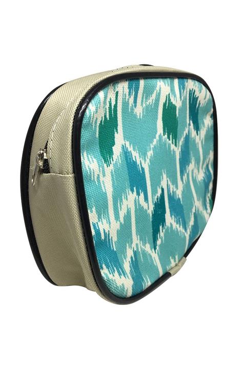 The Walking Fish Co Kadın Mavi Roma Desenli Makyaj Çantası