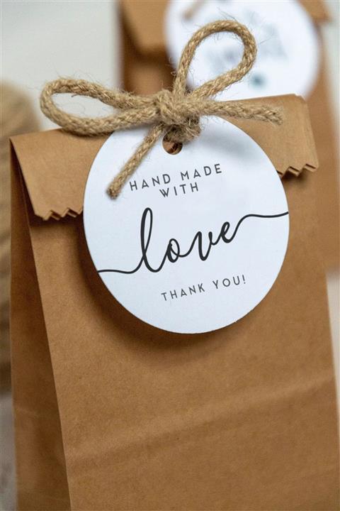 Dekorden Etiket, 100 Adet Hand Made With Love Etiket