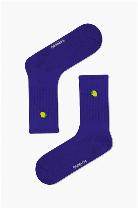 CARNAVAL SOCKS Limon Nakışlı Mor Renkli Spor Çorap