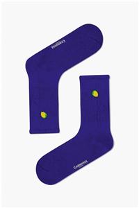 CARNAVAL SOCKS Limon Nakışlı Mor Renkli Spor Çorap