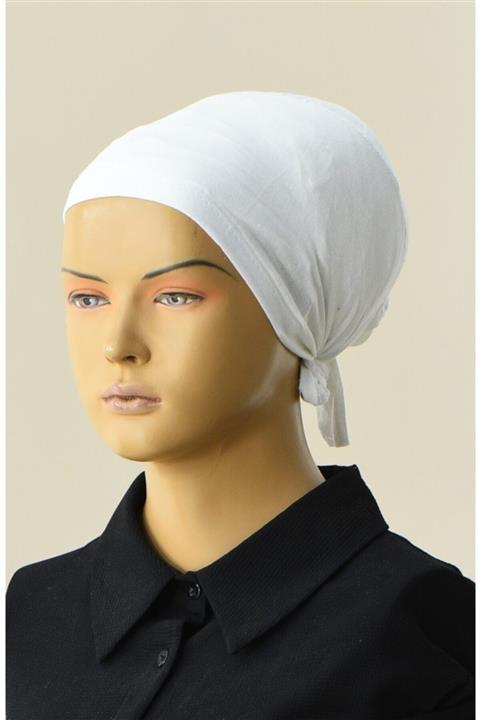 İpek 3 Adet Düz Tesettür Penye Bone - Beyaz