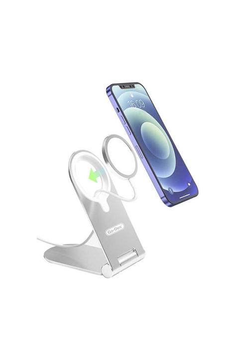 Apple Iphone 12 Pro Max Magsafe Şarj Standı Alüminyum Alaşım Mat Gövde Tasarım Magsafe Charger Stand