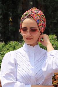 Sahra Şal Dünyası Etnik Desenli Hazır Olmayan Dolama Bone