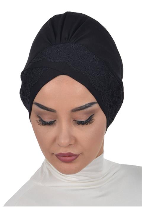 Ayşe Tasarım Dantelli Penye Bone