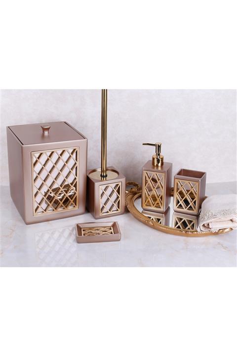 By Selim Felica 5 Parça Banyo Seti - Vizon/altın