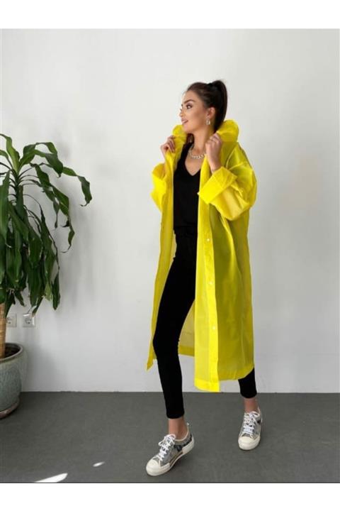 ELF GİYİM Bayan Standart Beden Sarı Yağmurluk