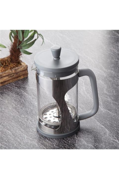 YzHome 600 Ml Borosilikat Cam French Press Bitki Süzgeci Gri