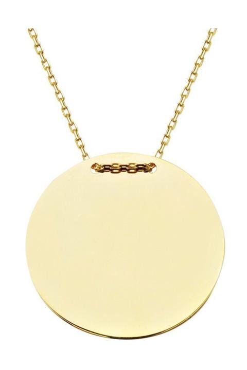 Bilezikci 2 Cm Çaplı Isim Yazılabilen Plaka Altın Kolye