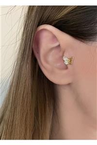 Okkostore Kadın Gold Renkli Kelebek Tragus Kıkırdak Piercing