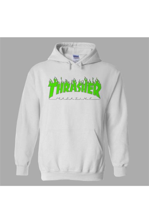 nrage Unisex Beyaz Thrasher Neon Hoodie