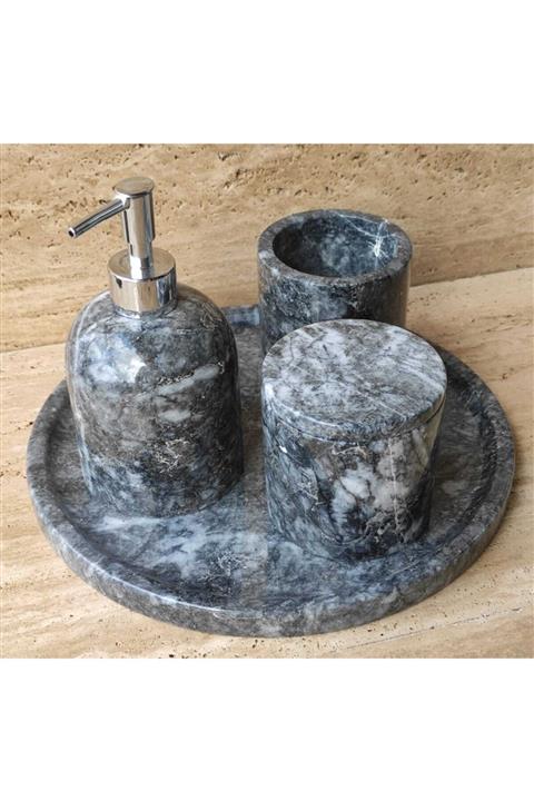 Polen Stone Siyah 4'lü Banyo Seti