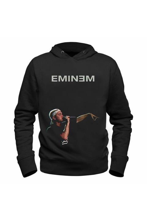 Alfa Tshirt Eminem Baskılı Siyah Sweatshirt