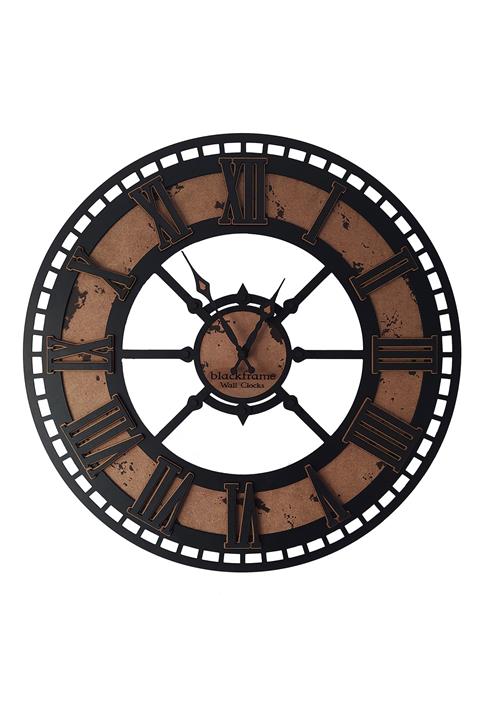 Blackframe Lounge Style Özel Dekor Duvar Saati- Siyah&ahşap - 60cm