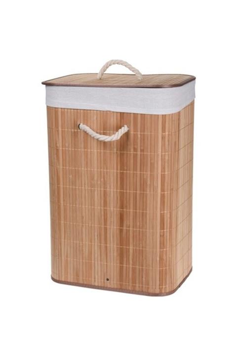 Koopman Bambu Katlanabilir Dikdörtgen Çamaşır Sepeti Naturel 40x30x60 Cm