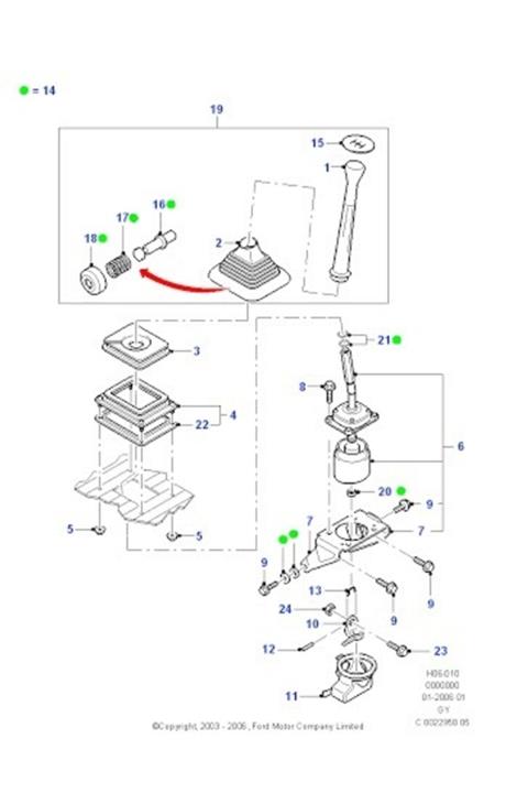 OEM Ford Transit Vites Topuzu / Değiştirme Kolu Mt75 2001-2006