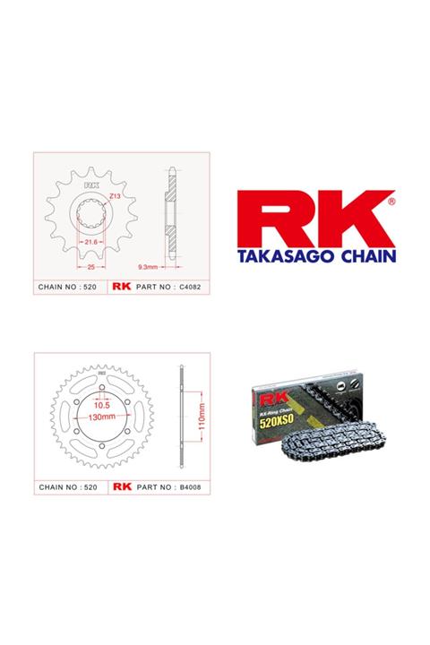 RK Kawasaki Ex 300 Nınja X-ring Zincir Dişli Set 520 Xso-14/42t(2013-2016)