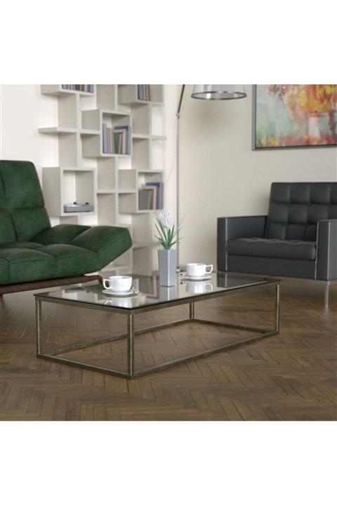 Evka Potrica Orta Sehpa Eskitme Pirinç Ayak Cam Tabla