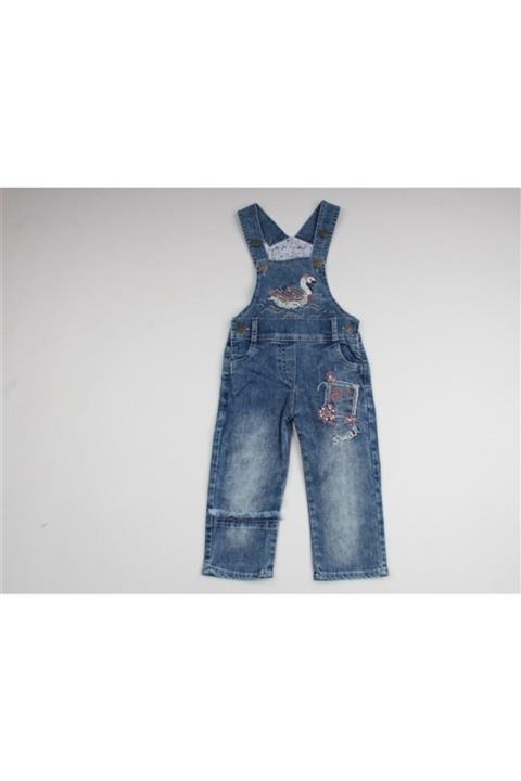 KARAX BEBEK GİYİM Kuğulu Kız Kot Salopet - 1 Yaş