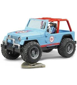 Bruder Jeep Cross Safari Aracı Kasklı Pilotu Mavi BR02541