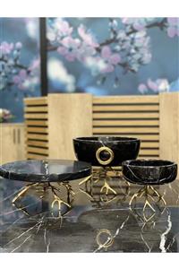 Maybella Design Mermer Dekoratif Geyik Başı Aksesuarlı Sunum Tabağı