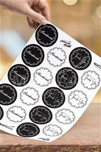 colortouch Siyah Beyaz Desenli Thank You Handmade Sticker 36 Adet ( 1 Adet Sticker 4 Cm Çapındadır )