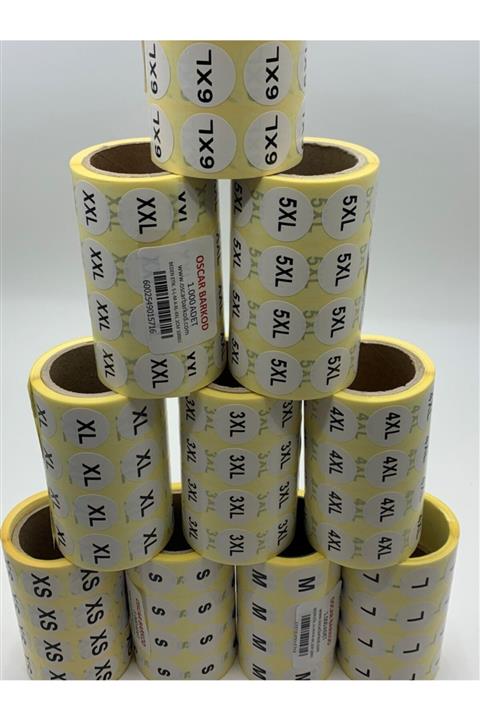 ofisturka Beden Etiketi 20 Mm Yuvarlak Baskılı 1000 Li Sarım