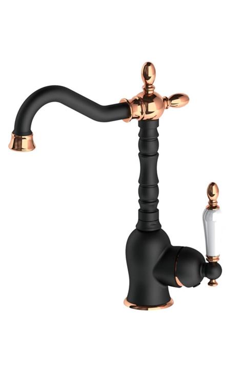 GPD Tek Gövde Lavabo Bataryası Retro Siyah Rose Mtl180-s-r