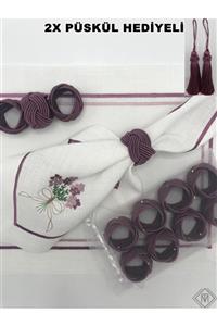 miraç tekstil Peçete Yüzük Halkası Burgulu 6'lı Set Mürdüm