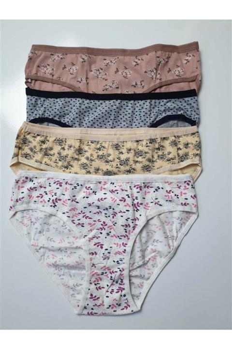 Bitanem Kadın Baskılı Desenli Standart Beden 4'lü Slip Külot