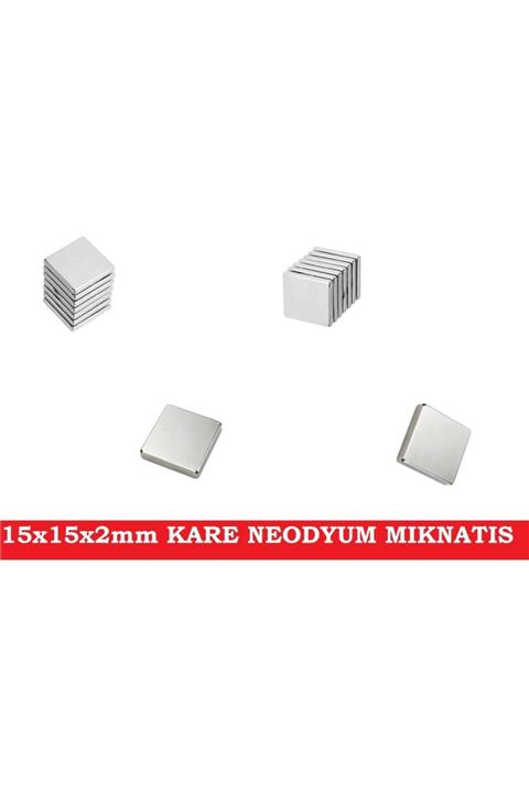 CEKSAN Neodyum Mıknatıs 15x15x2mm 20 Adet Kare Güçlü Mıknatıs