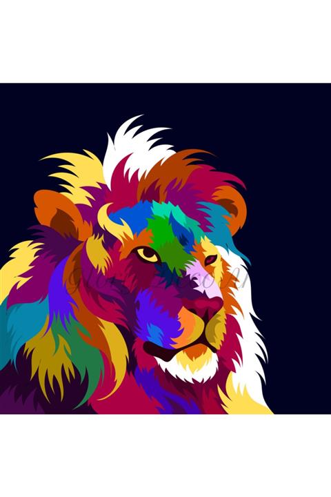 MimOzalit Renkli Aslan Büyük Boy Buzdolabı Magneti - 55x55cm