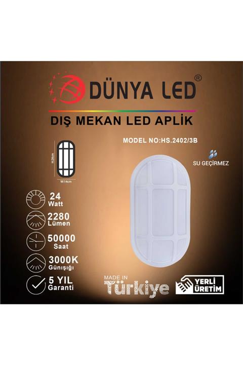 DÜNYA LED Hs.2402/3-b 24w Beyaz Led Glob Kafes Armatür 3000k Günışığı