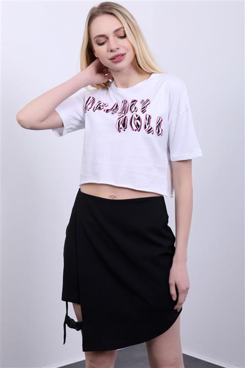 Masorte Kadın Beyaz Baskılı T-shirt