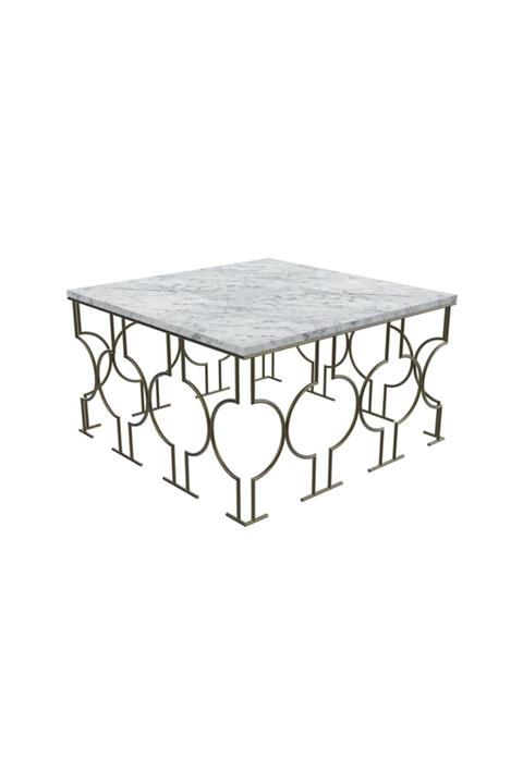 MAKSA Dianora Carrara White Mermer Antik Eskitme Pirinç Orta Sehpa