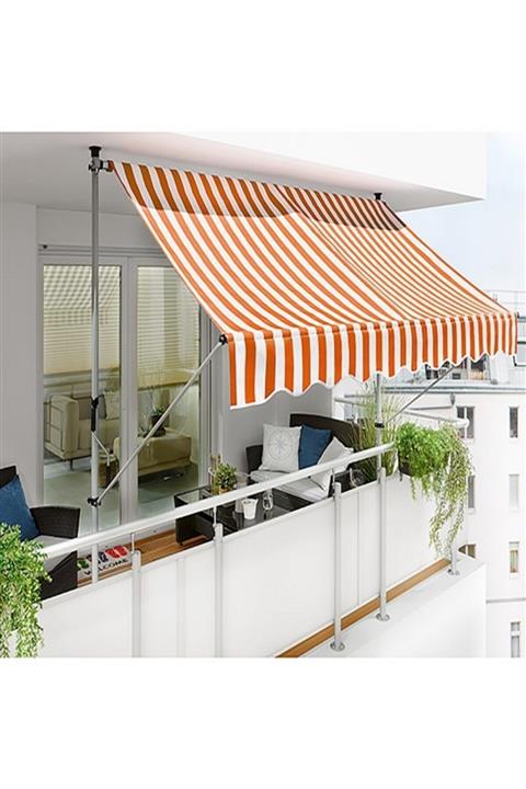 EZE Güneşten Koruyucu Teleskopik Tente Turuncu-beyaz 300x150 Cm