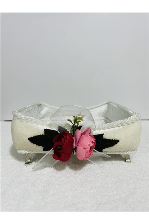 kasso home Kare Kadife Peçetelik Krem 2342