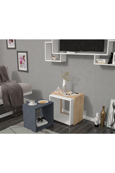 Rafline 3 Lü Zigon Sehpa Safir-antrasit