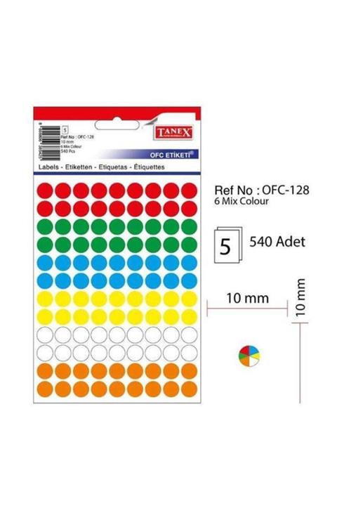 Tanex Ofc-128 Termal Etiket Renkli Yuvarlak 10 Mm