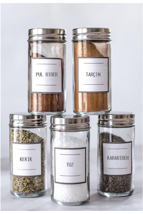 MyHappyPlace Baharat Kavanozu Etiketleri Seti 48'li