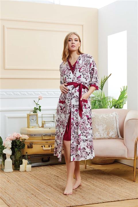 Cossy By Aqua Kadın Beyaz Kuşaklı Sabahlık